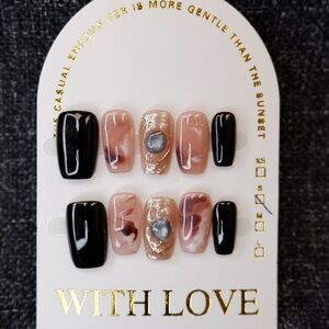 Black and Nude Press-On Nails